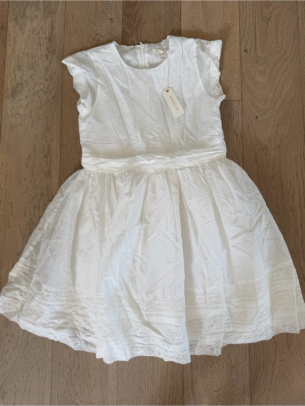 White Girls' Lace Trim Party Dress